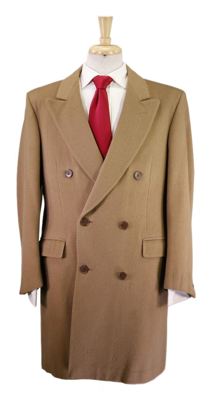 Vintage Made in Italy Camel Zegna 2Btn Double Breasted Flannel Overcoat Coat 38S